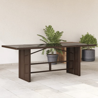 Garden Table Glass Top Brown 190x80x74cm Polyrattan