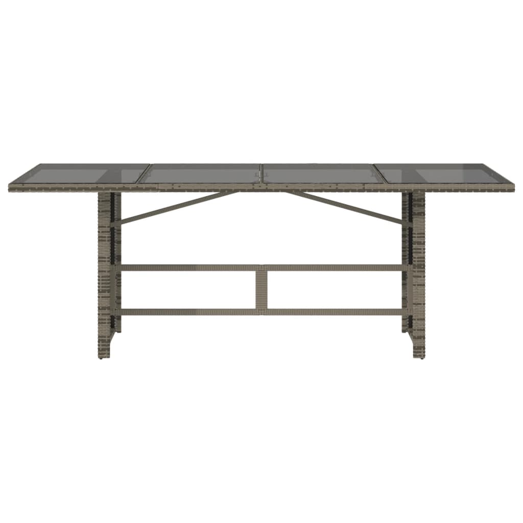 Tavolo da Giardino Piano in Vetro Grigio 190x80x74cm Polyrattan