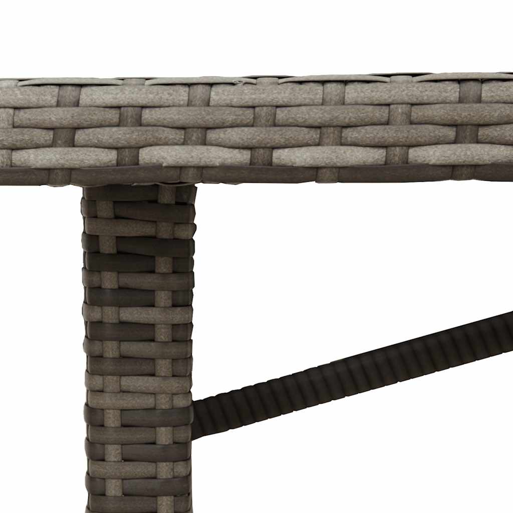 Tavolo da Giardino Piano in Vetro Grigio 190x80x74cm Polyrattan