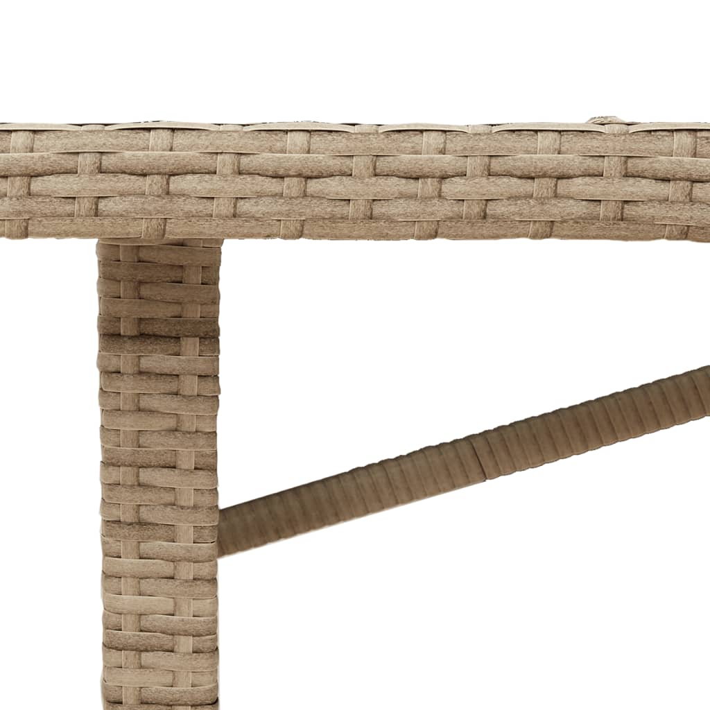 Tavolo da Giardino con Piano Vetro Beige 190x80x74cm Polyrattan