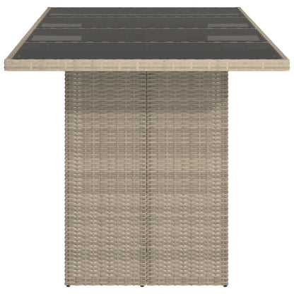 Garden Table Gray Glass Top 190x80x74cm Polyrattan