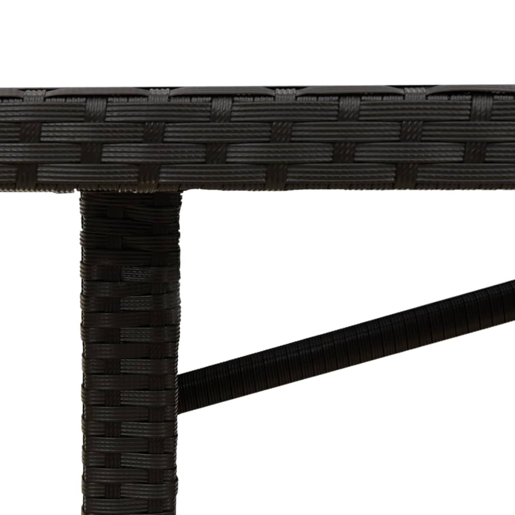 Tavolo Giardino Piano Legno Acacia Nero 190x80x74cm Polyrattan
