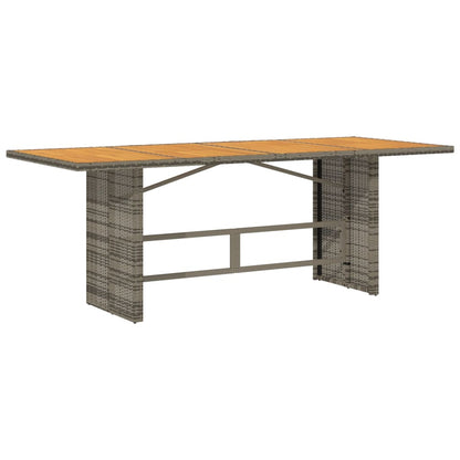 Garden Table Gray Acacia Wood Top 190x80x74 Polyrattan