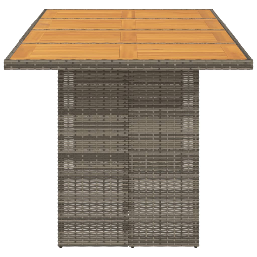 Garden Table Gray Acacia Wood Top 190x80x74 Polyrattan