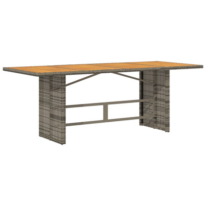 Garden Table Gray Acacia Wood Top 190x80x74 Polyrattan