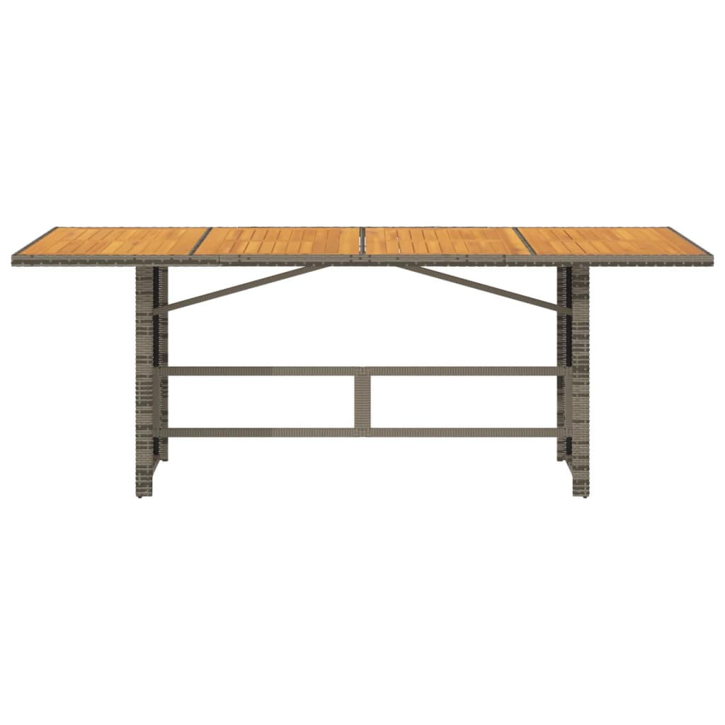 Garden Table Gray Acacia Wood Top 190x80x74 Polyrattan