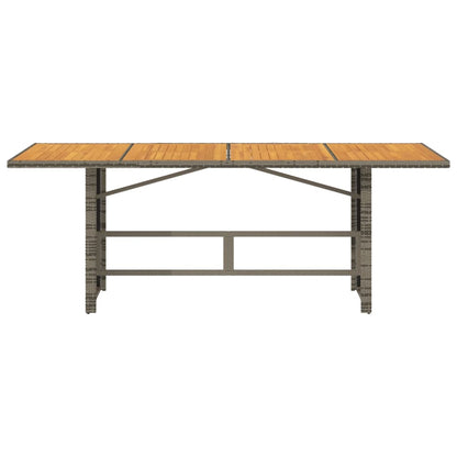 Garden Table Gray Acacia Wood Top 190x80x74 Polyrattan