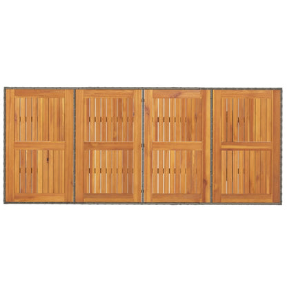 Tavolo Giardino Piano Legno Acacia Grigio 190x80x74 Polyrattan