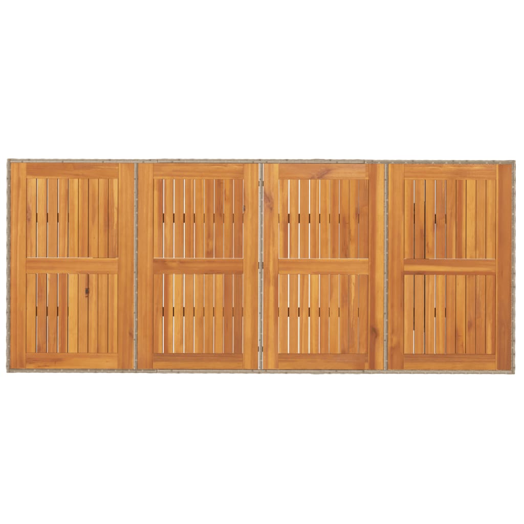 Tavolo Giardino Piano Legno Acacia Beige 190x80x74cm Polyrattan