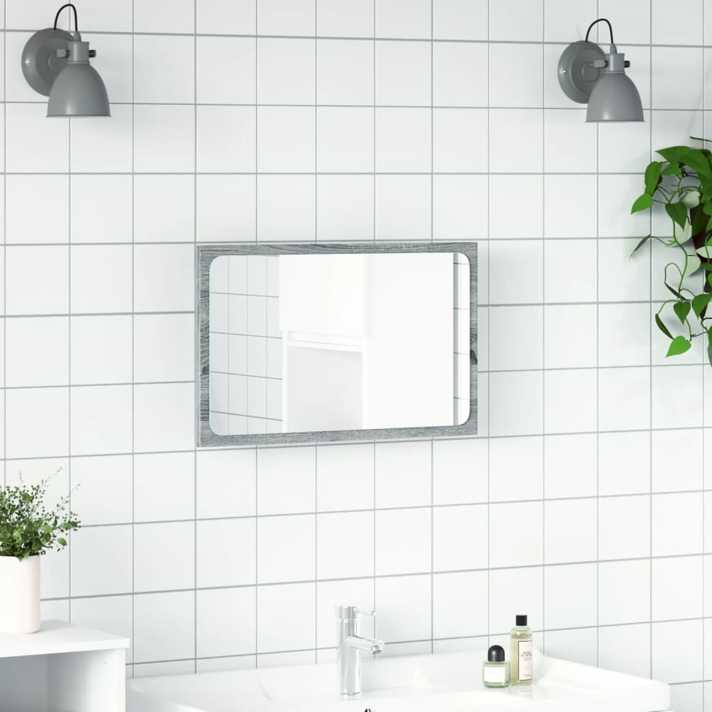 Specchio da Bagno con LED Grigio Sonoma 60x8,5x38 cm Truciolato