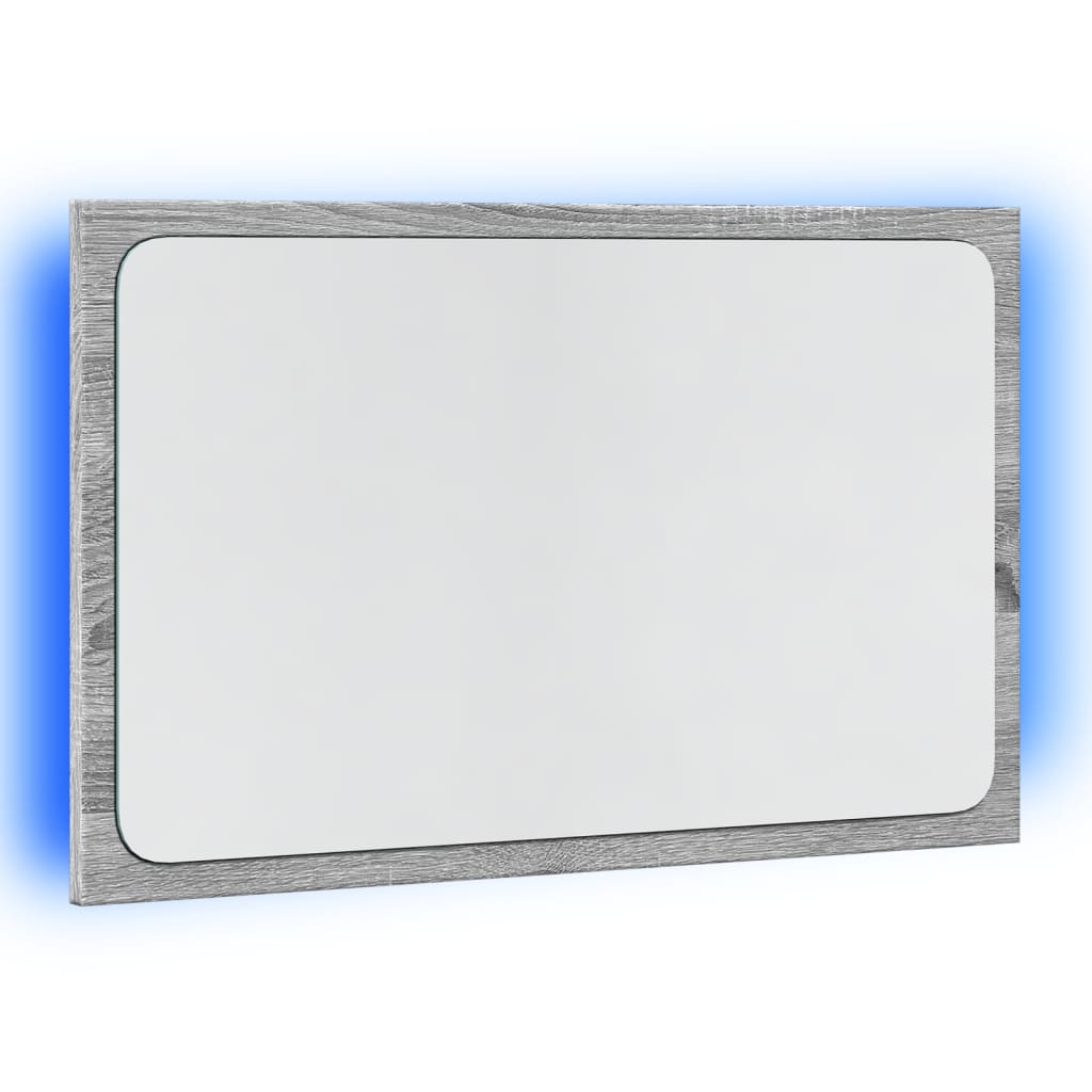 Specchio da Bagno con LED Grigio Sonoma 60x8,5x38 cm Truciolato