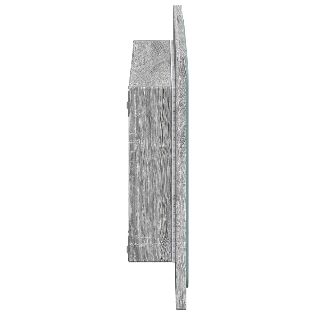 Specchio da Bagno con LED Grigio Sonoma 60x8,5x38 cm Truciolato