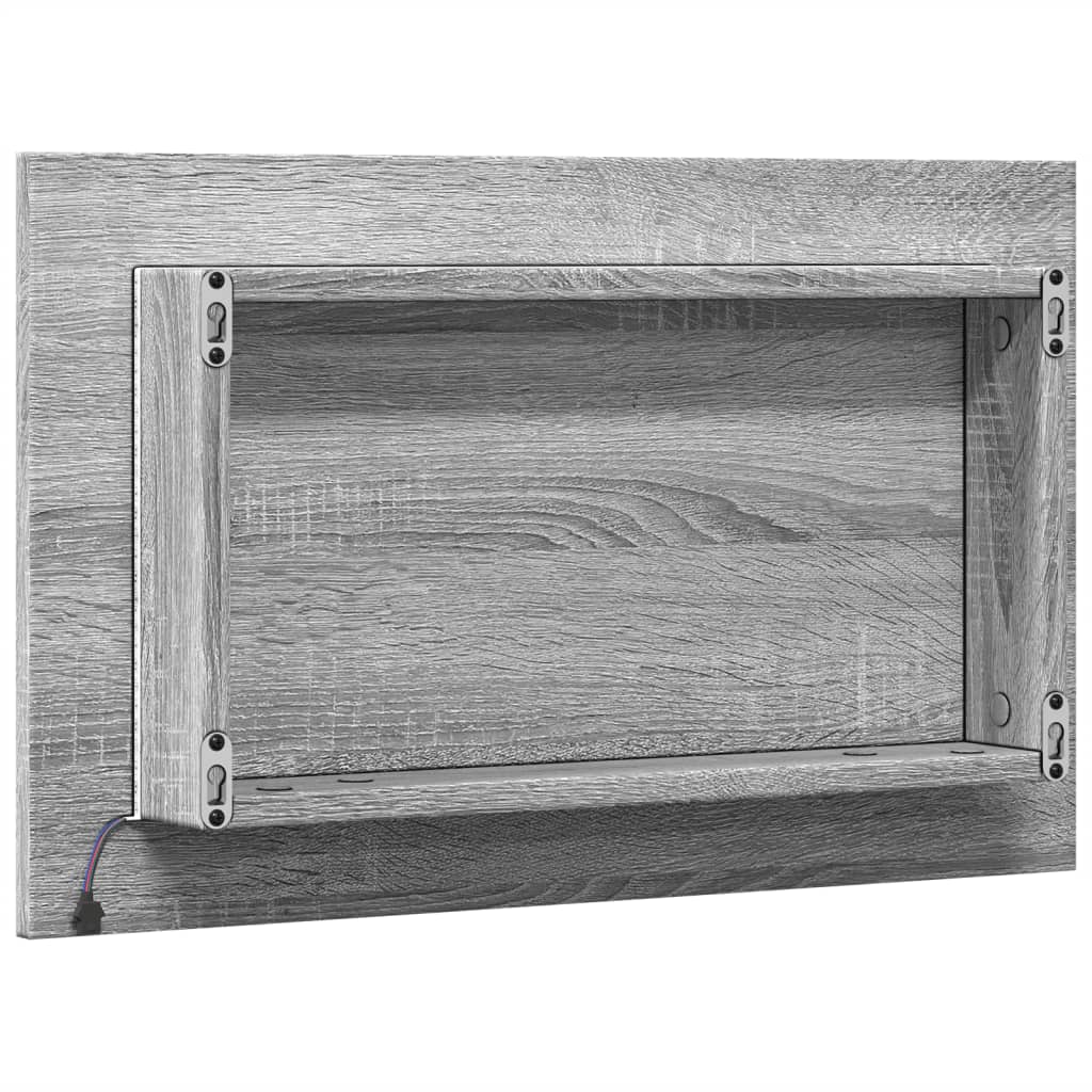Specchio da Bagno con LED Grigio Sonoma 60x8,5x38 cm Truciolato