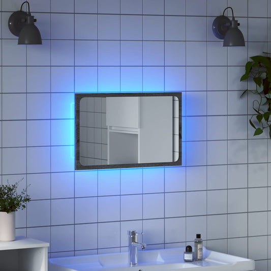 Specchio da Bagno con LED Grigio Sonoma 60x8,5x38 cm Truciolato | homemem39