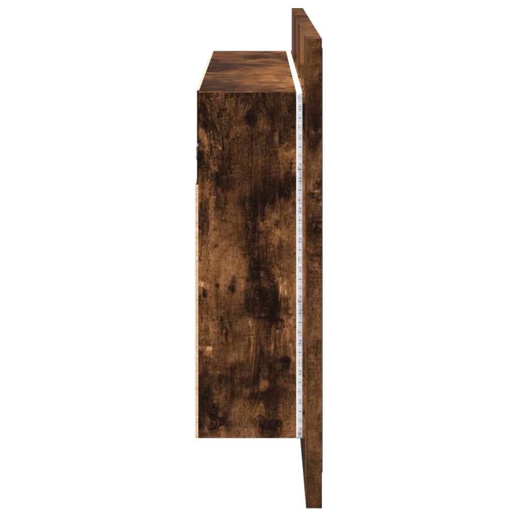 Armadietto a Specchio con LED Rovere Fumo 80x12x45cm Acrilico - homemem39
