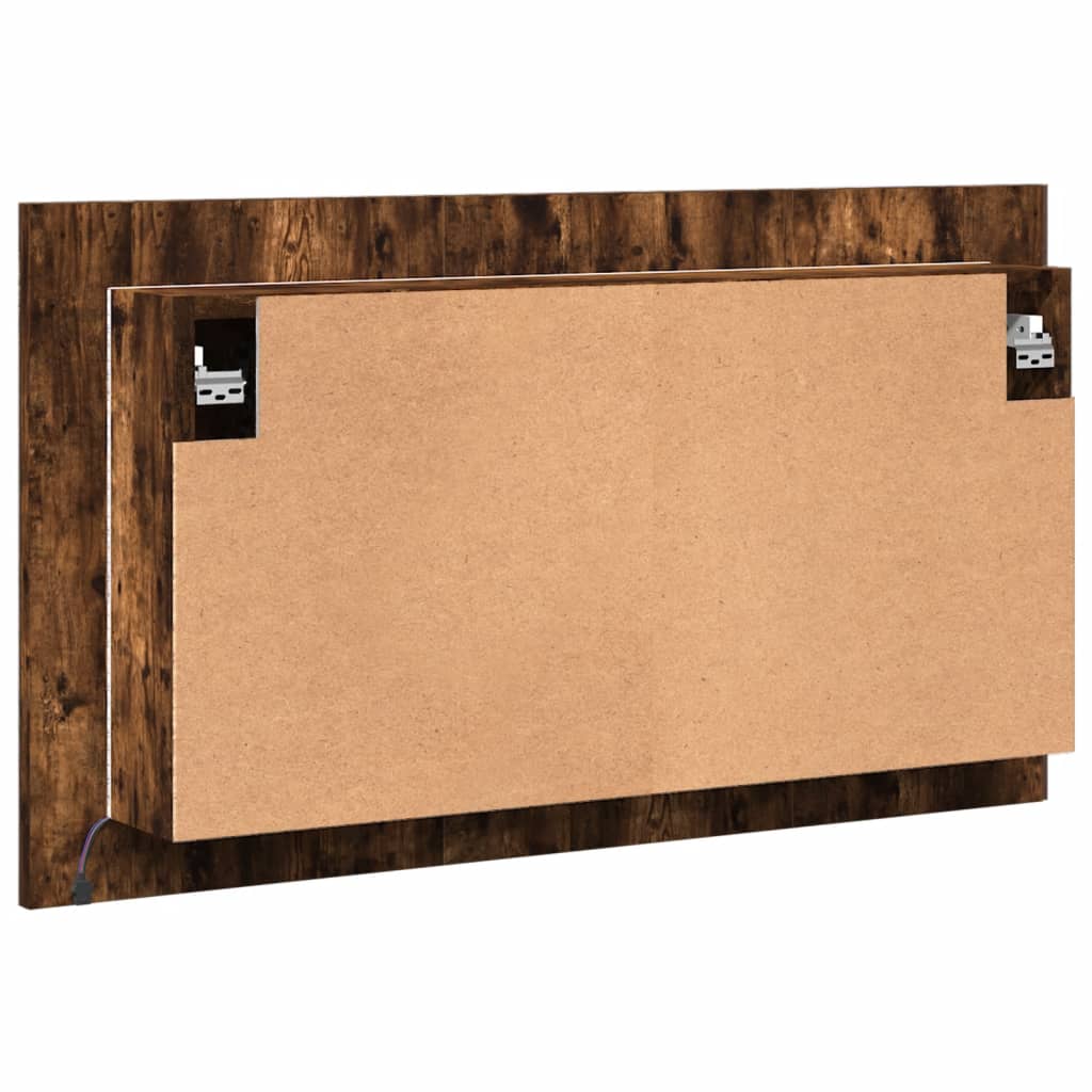 Armadietto a Specchio con LED Rovere Fumo 80x12x45cm Acrilico - homemem39
