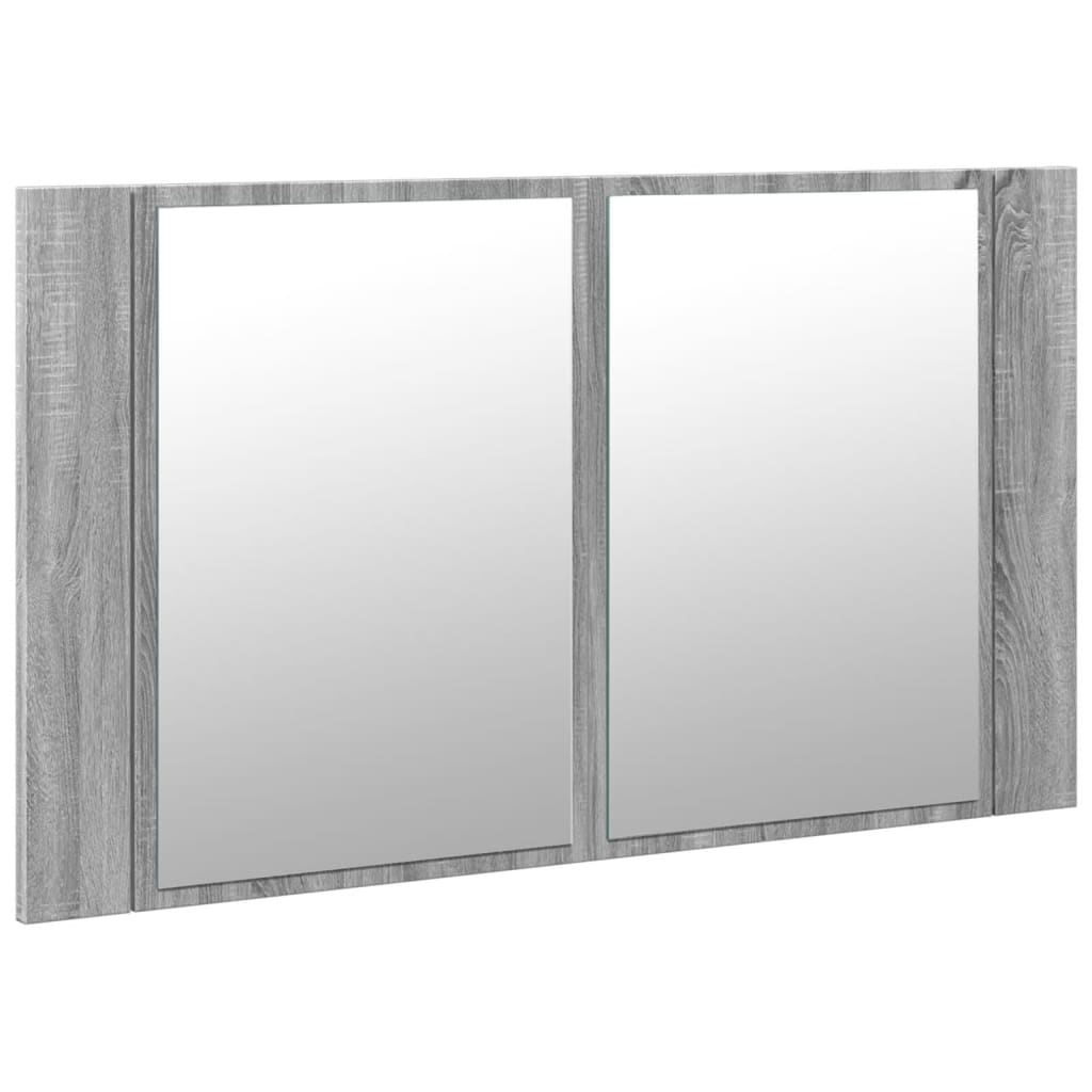 Armadietto a Specchio con LED Grigio Sonoma 80x12x45cm Acrilico - homemem39