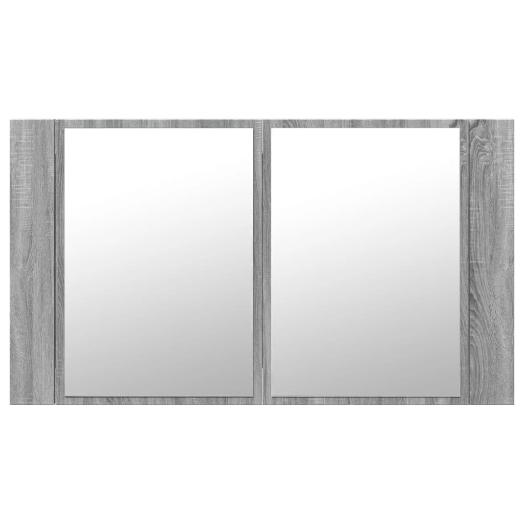 Armadietto a Specchio con LED Grigio Sonoma 80x12x45cm Acrilico - homemem39