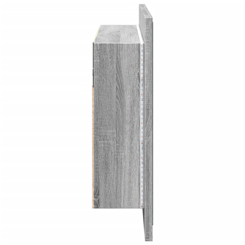 Armadietto a Specchio con LED Grigio Sonoma 80x12x45cm Acrilico - homemem39