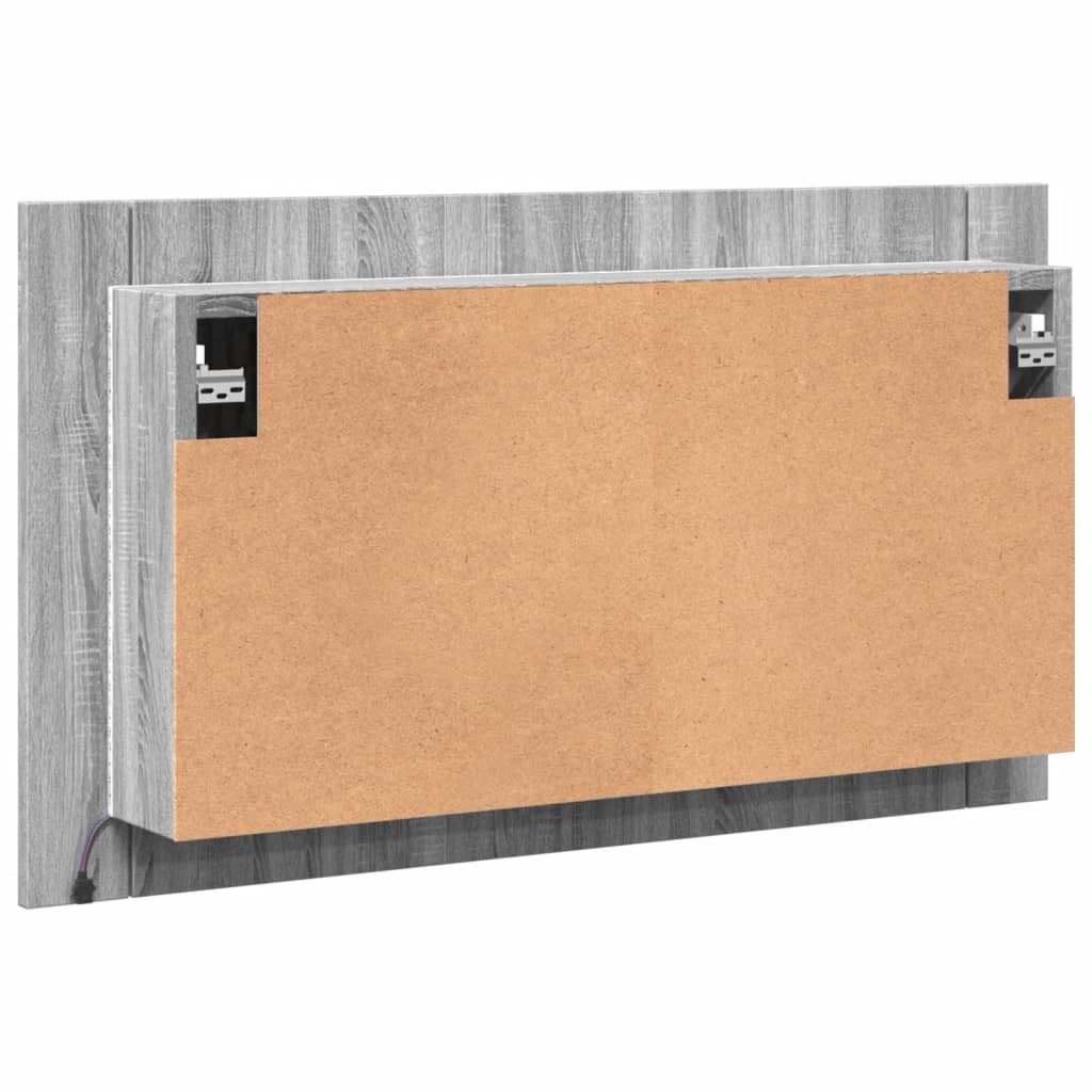 Armadietto a Specchio con LED Grigio Sonoma 80x12x45cm Acrilico - homemem39