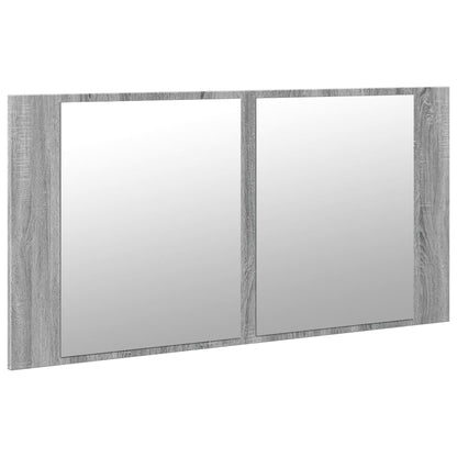 Armadietto a Specchio con LED Grigio Sonoma 90x12x45cm Acrilico - homemem39