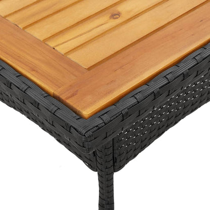 Garden Table Black Acacia Wood Top 80x80x75 cm Polyrattan