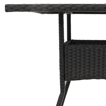 Garden Table Black Acacia Wood Top 80x80x75 cm Polyrattan