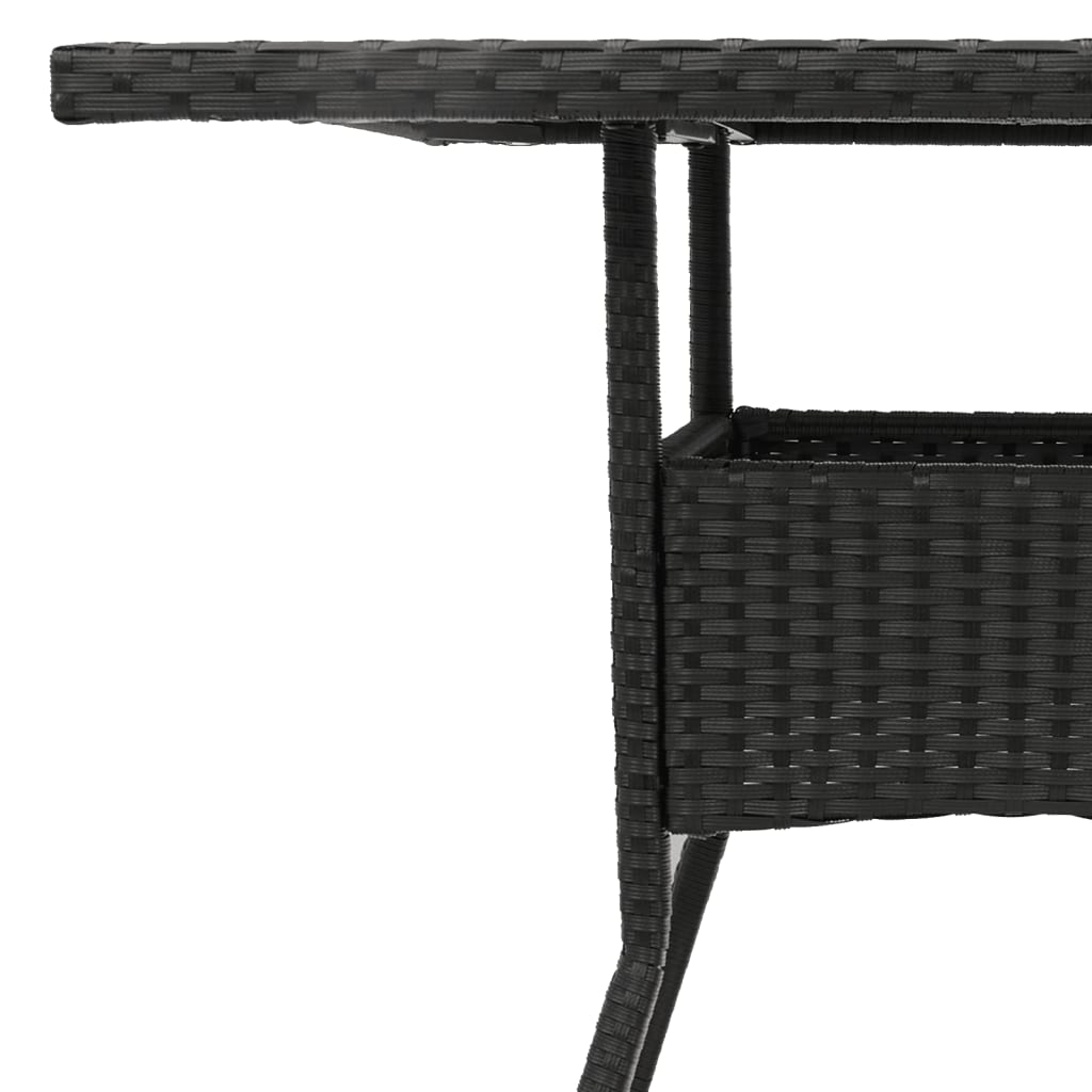 Garden Table Black Glass Top 80x80x75 cm Polyrattan