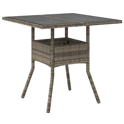 Garden Table Gray Glass Top 80x80x75 cm Polyrattan