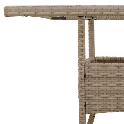 Tavolo da Giardino con Piano Vetro Beige 80x80x75 cm Polyrattan