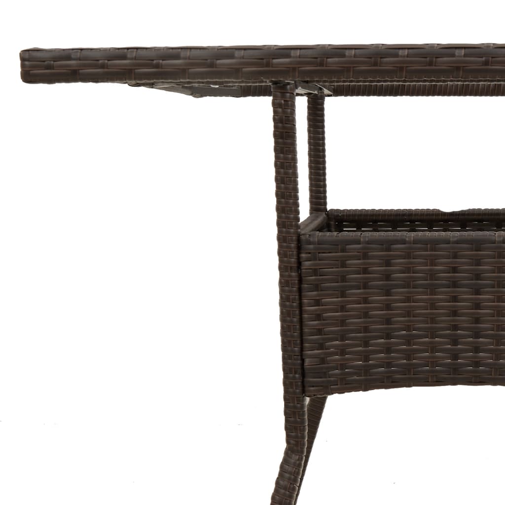 Garden Table Brown Glass Top 80x80x75 cm Polyrattan