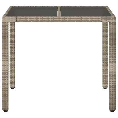 Tavolo da Giardino Piano in Vetro Grigio 90x90x75 cm Polyrattan