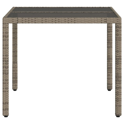 Tavolo da Giardino Piano in Vetro Grigio 90x90x75 cm Polyrattan