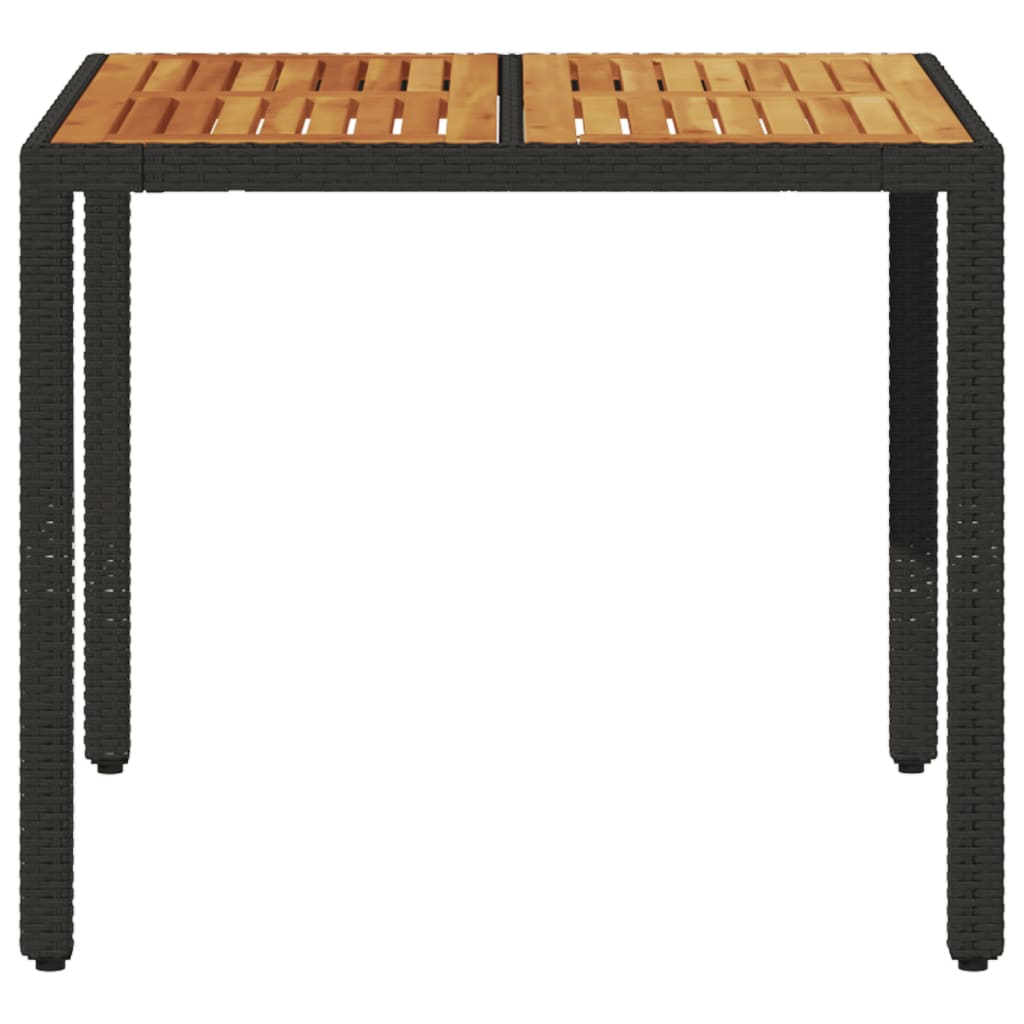 Tavolo Giardino Piano Legno Acacia Nero 90x90x75 cm Polyrattan