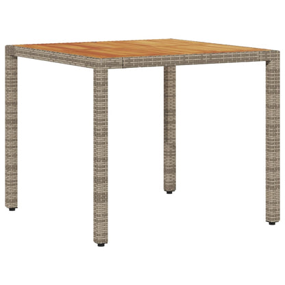 Tavolo Giardino Piano Legno Acacia Grigio 90x90x75cm Polyrattan