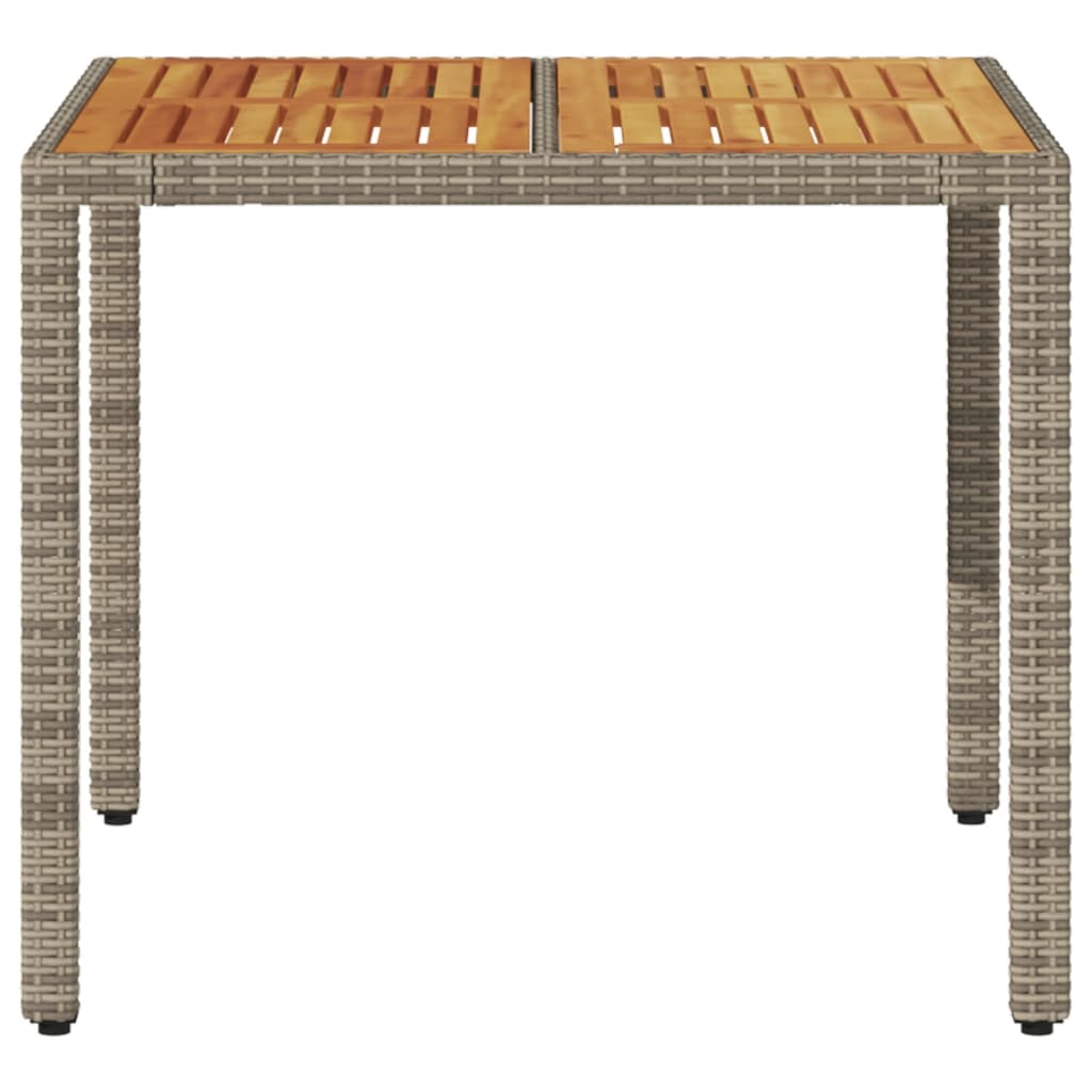 Tavolo Giardino Piano Legno Acacia Grigio 90x90x75cm Polyrattan