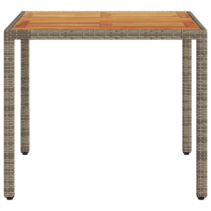 Tavolo Giardino Piano Legno Acacia Grigio 90x90x75cm Polyrattan