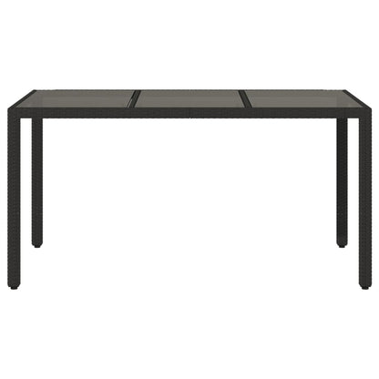 Garden Table Black Glass Top 150x90x75 cm Polyrattan