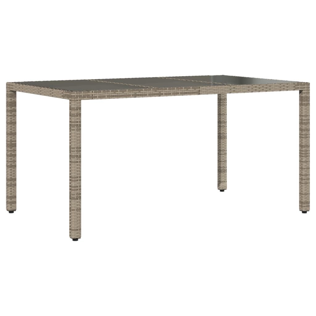 Tavolo da Giardino Piano in Vetro Grigio 150x90x75cm Polyrattan