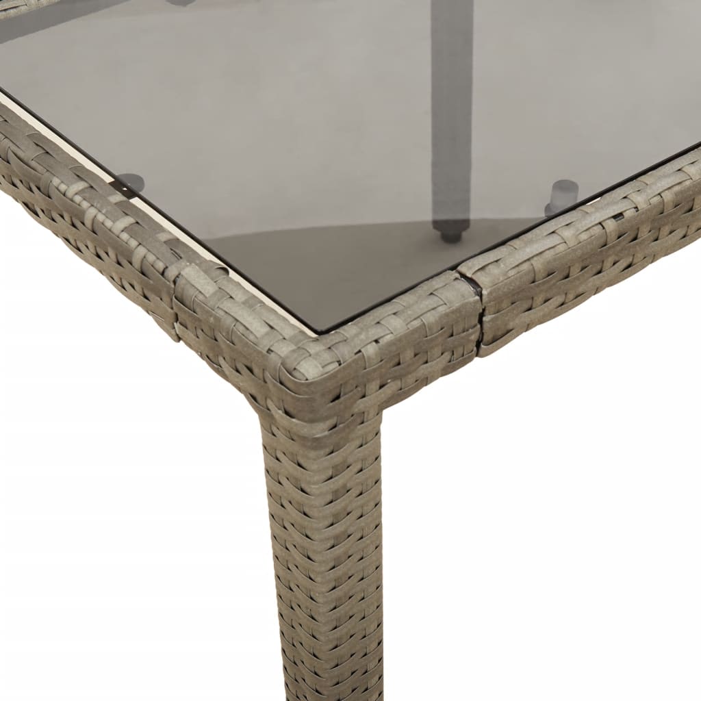 Garden Table Gray Glass Top 150x90x75cm Polyrattan