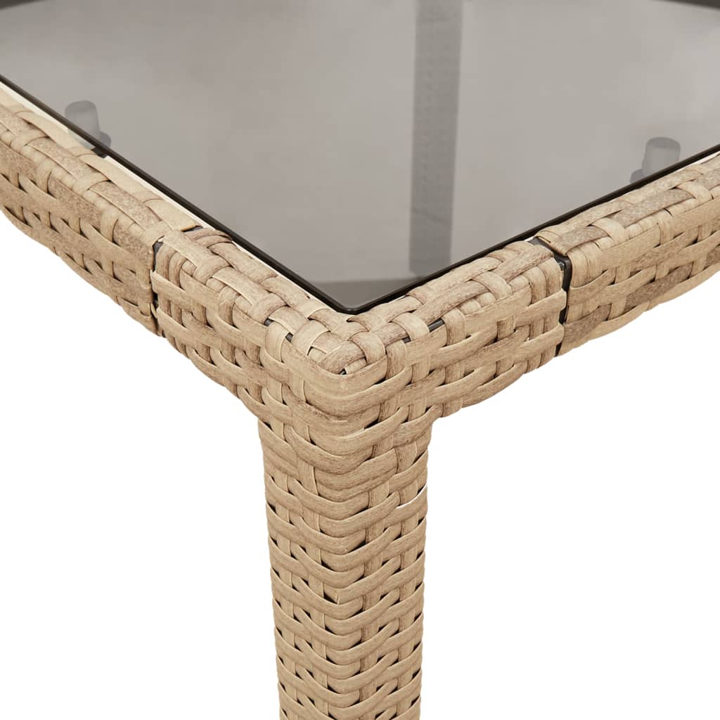 Tavolo da Giardino Piano in Vetro Beige 150x90x75 cm Polyrattan