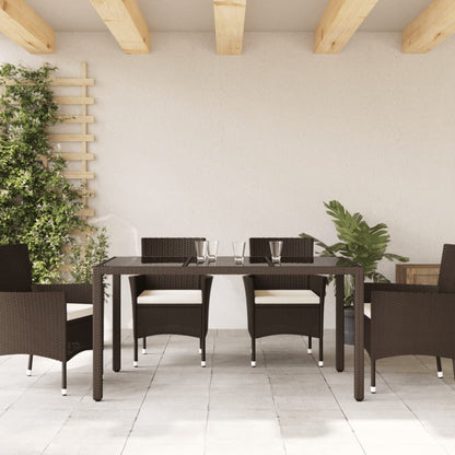 Tavolo Giardino Piano in Vetro Marrone 150x90x75 cm Polyrattan