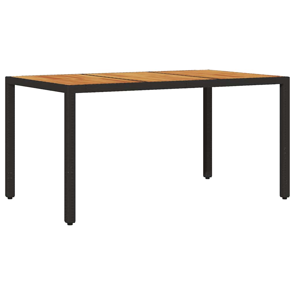 Tavolo Giardino Piano Legno Acacia Nero 150x90x75 cm Polyrattan | homemem39