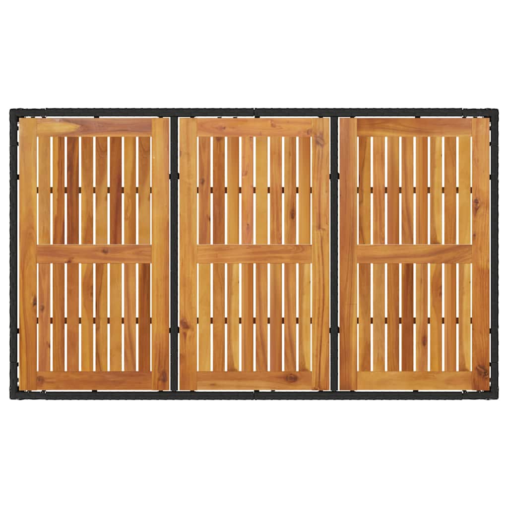 Tavolo Giardino Piano Legno Acacia Nero 150x90x75 cm Polyrattan | homemem39