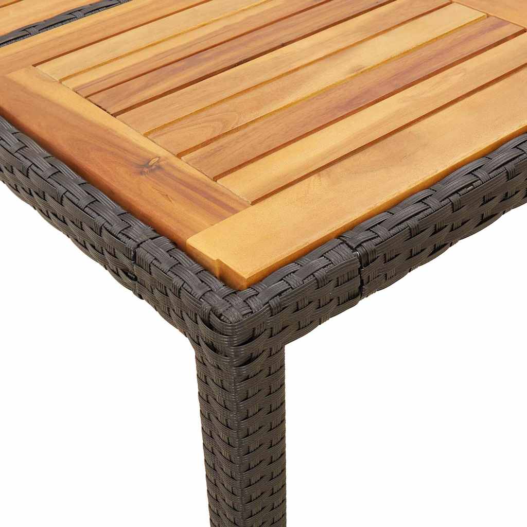 Tavolo Giardino Piano Legno Acacia Nero 150x90x75 cm Polyrattan | homemem39