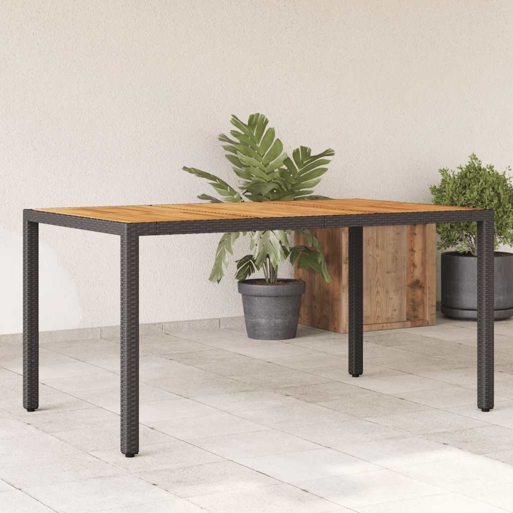 Tavolo Giardino Piano Legno Acacia Nero 150x90x75 cm Polyrattan | homemem39