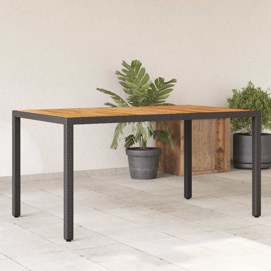 Tavolo Giardino Piano Legno Acacia Nero 150x90x75 cm Polyrattan | homemem39