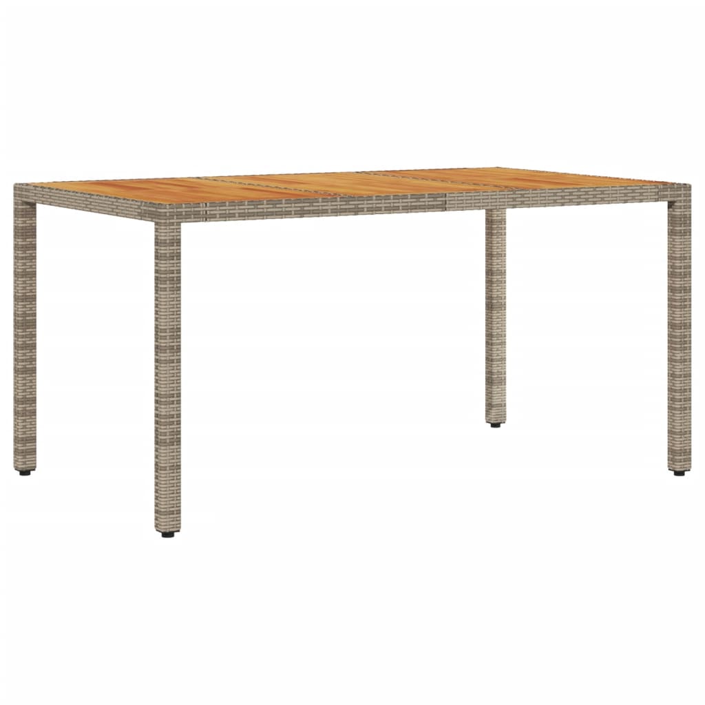 Garden Table Gray Acacia Wood Top 150x90x75 Polyrattan