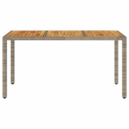 Garden Table Gray Acacia Wood Top 150x90x75 Polyrattan