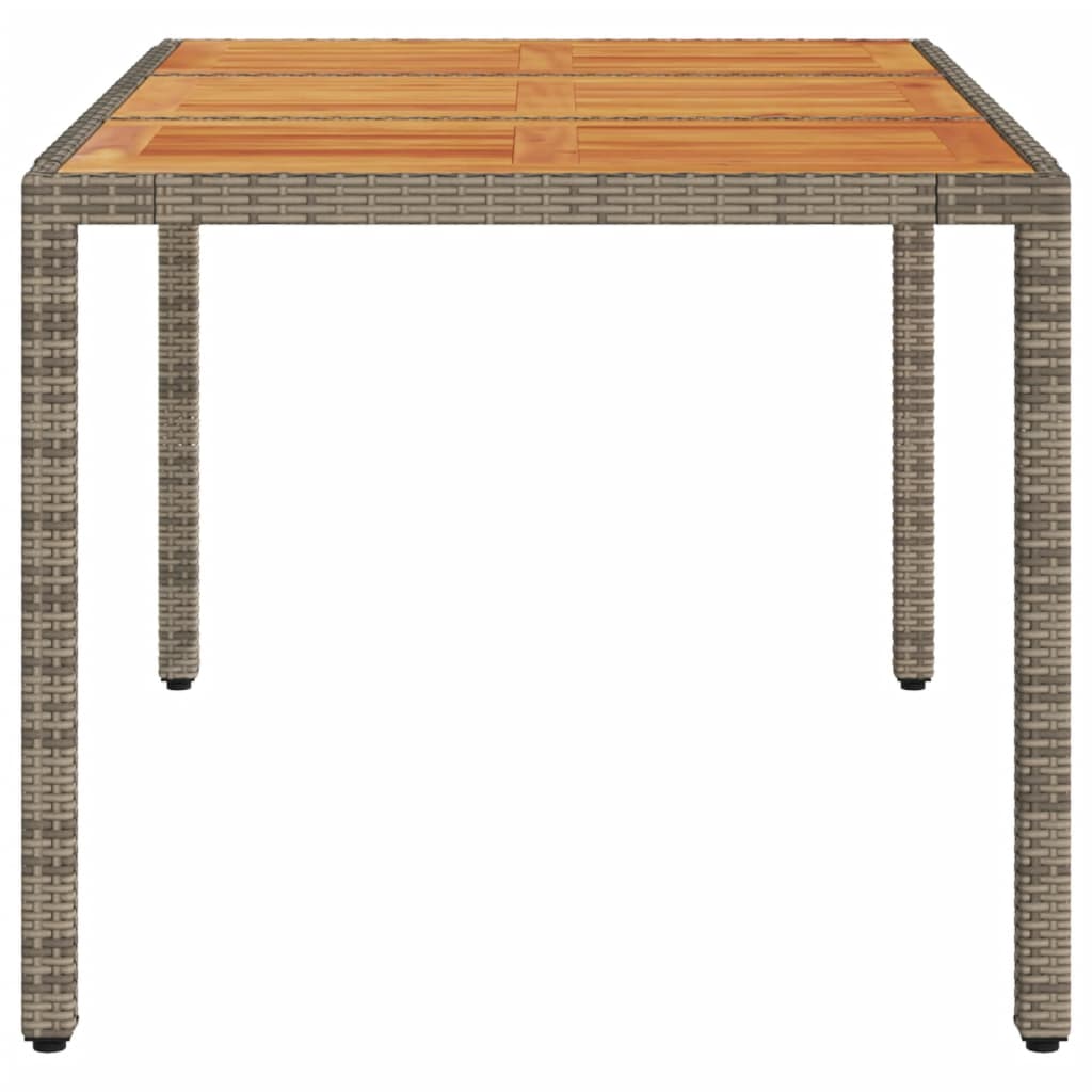 Garden Table Gray Acacia Wood Top 150x90x75 Polyrattan